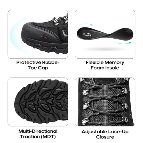 NORTIV 8 Men's Waterproof Hiking Shoes Leather Low-Top Hiking Shoes for Outdoor Trailing Trekking Camping Walking