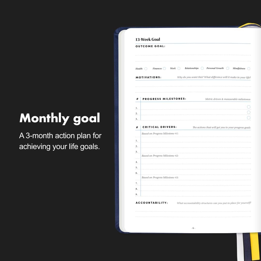 BestSelf 13-Week Self Journal & Goal Planner – Undated Daily ADHD-Friendly Journal for Men & Women | Productivity, Gratitude, Reflection & Habit Tracker | 2025 Life Organizer with Prompts, Coral