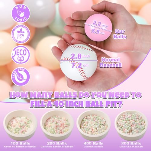 GOGOSO 100 Pit Balls Plastic Balls for Baby Toddlers GirlsToddlers for Playhouse, Baby Pool, Play Ball Fun Centers, for Ba...