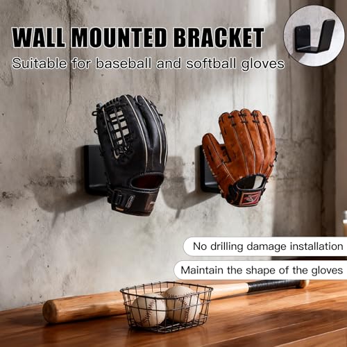 Xiobq Baseball & Softball Glove Wall Mount, No-Drill Damage-Free Installation, Preserves Glove Shape, Perfect Organizer fo...