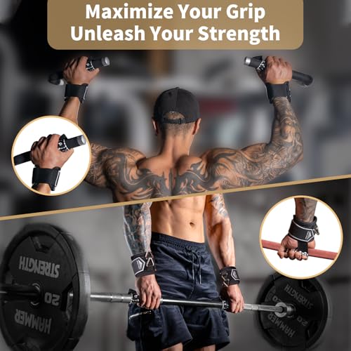 MOST GRIP Drip Glue Non-Slip Wrist Straps for Weightlifting, 2-in-1 Lifting Straps with D Rings for Cable Machine Workout,...