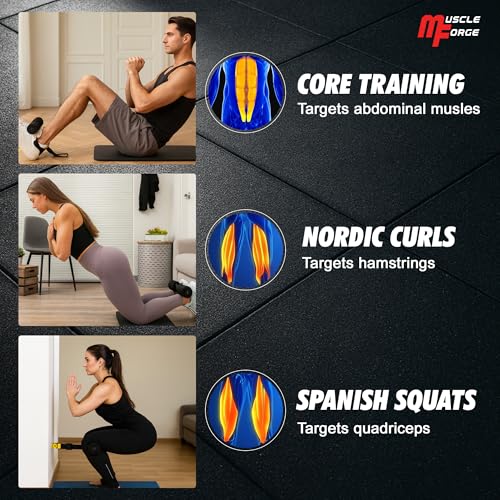MuscleForge Nordic Curl Adjustable Hamstring Curl Strap - Exercise Device for Leg and AB Workouts up to 400lbs with Door A...