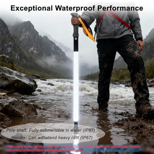 Walking Stick with LED Light for Night Climb, Recharged Glowing Travel Trekking Pole IP67 Waterproof Hiking Poles, Portabl...