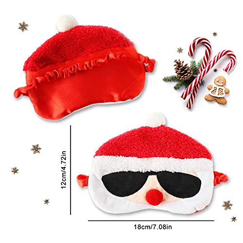 EleCharm 2 Pack Cartoon Animal Sleep Mask Soft Plush Blindfold Eye Masks Eye Cover for Women Girls Travel Nap Night Sleeping (2-Pack Merry Christmas)