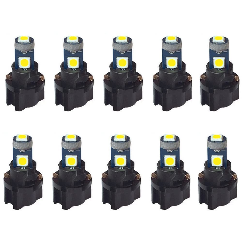 BlyilyB T5 LED Bulb 10-Pack with Twist Lock Socket PC74 PC37, 3030 SMD, White Color