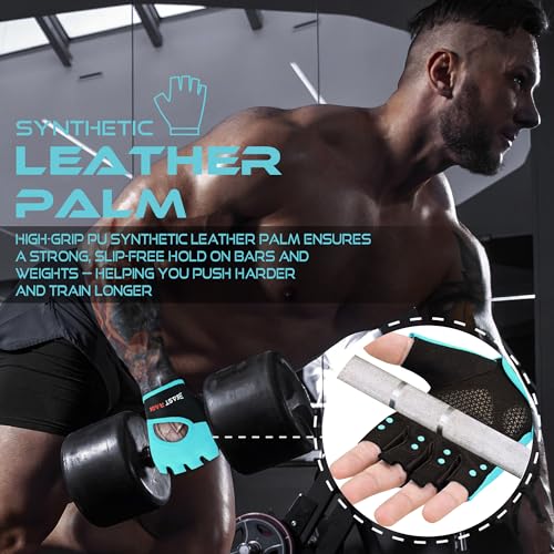 BEAST RAGE Workout Gloves for Men & Women - Fingerless Gym Gloves with Palm Protection, Breathable & Lightweight for Weigh...