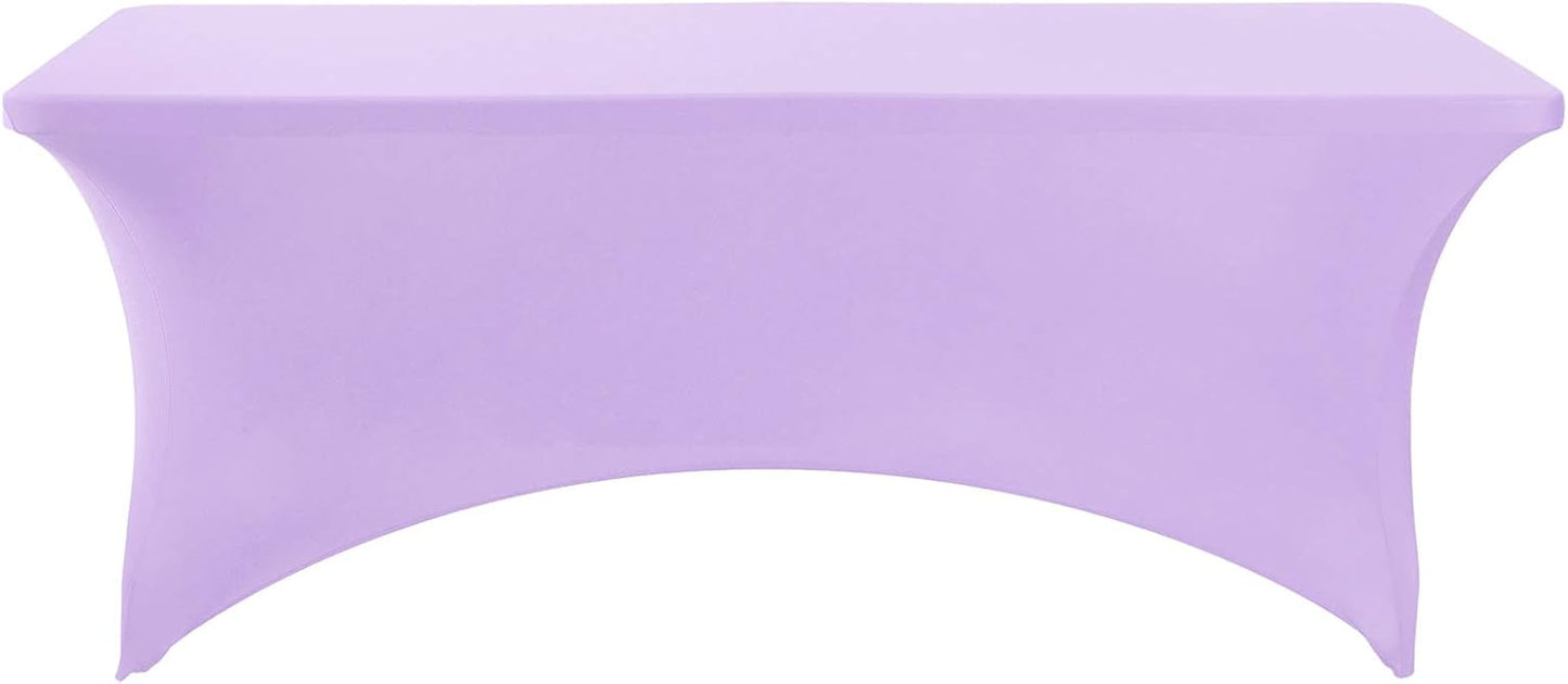 Spandex Table Cover for 6Ft or 4fT or 8ft Table Universal Fitted Stretch Tablecloth for Party, Banquet, Wedding and Events-Lavender