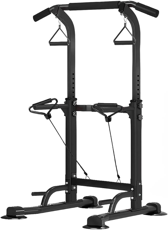 Power Tower Pull Up Dip Station Adjustable Height Multifunctional Home Strength Training Fitness Exercise Equipment, Simpl...