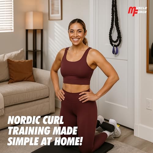 MuscleForge Nordic Curl Adjustable Hamstring Curl Strap - Exercise Device for Leg and AB Workouts up to 400lbs with Door A...