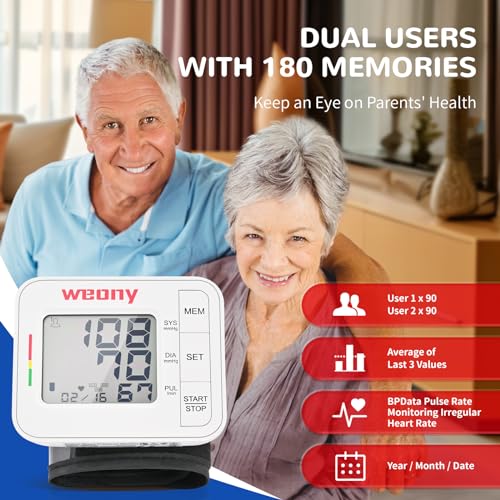 WEONY Blood Pressure Monitor for Home Use,Automatic Wrist Blood Pressure Monitor,Adjustable Wrist Blood Pressure Cuff (5....