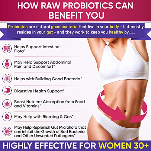 Wholesome Wellness Dr. Formulated Raw Probiotics for Women 100 Billion CFUs Capsules with Prebiotics, Digestive Enzymes, A...