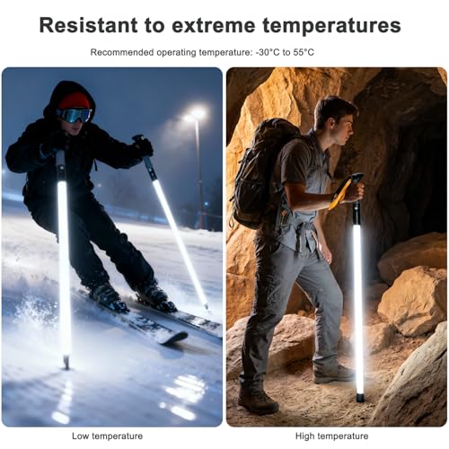 Walking Stick with LED Light for Night Climb, Recharged Glowing Travel Trekking Pole IP67 Waterproof Hiking Poles, Portabl...