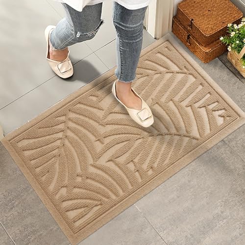 HIYARD Front Door Mat, Absorbent Resist Dirt Welcome Door Mat Indoor Outdoor, Waterproof Doormat, Sturdy Non Slip Backing,...