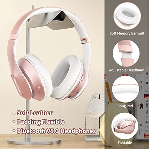 Glynzak Wireless Bluetooth Headphones Over Ear 65H Playtime HiFi Stereo Headset with Microphone and 6EQ Modes Foldable Blu...