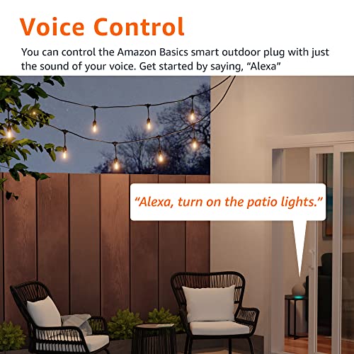 Amazon Basics Outdoor Smart Plug with 2 Individually Controlled Outlets, Works with Alexa Only, 2.4 GHz Wi-Fi, No Hub Requ...
