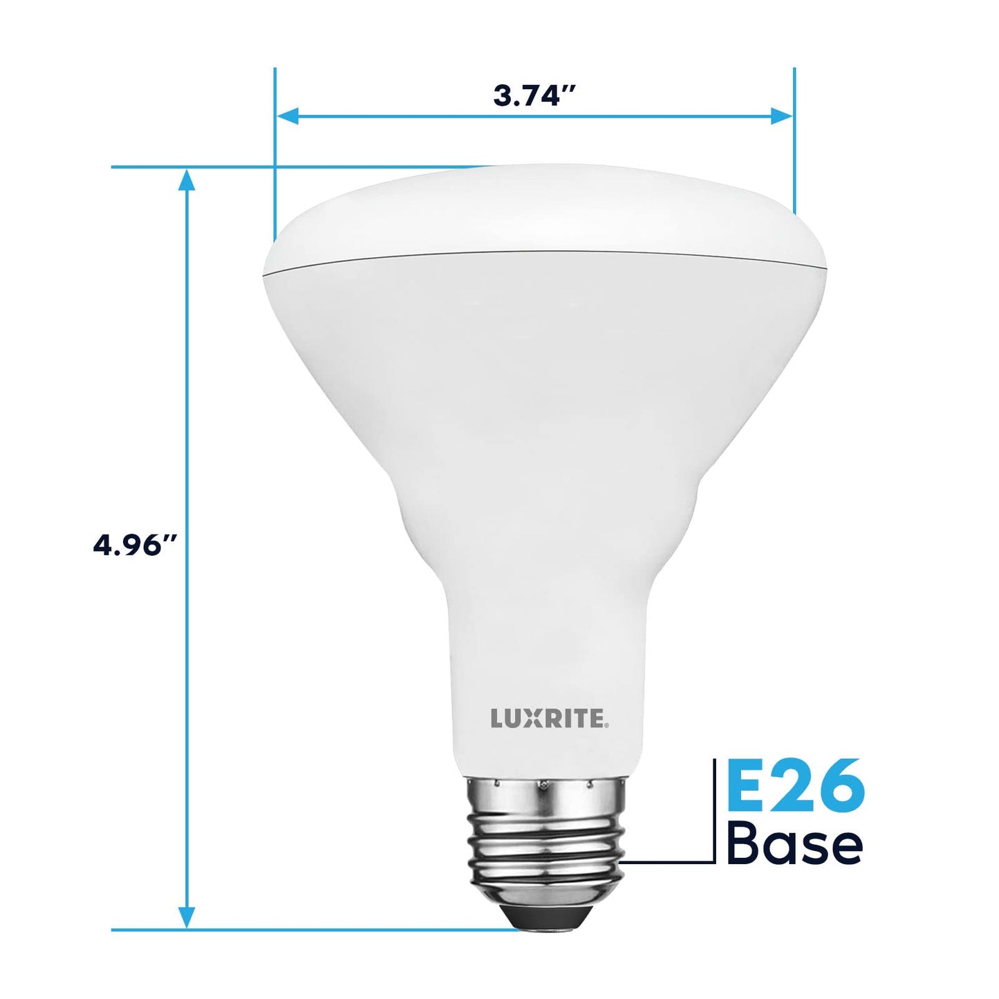 Luxrite Br30 Led Bulb 12-Pack, 65W Equivalent, 6500K Daylight, Dimmable, E26 Base, Energy Star, Indoor/Outdoor, Damp