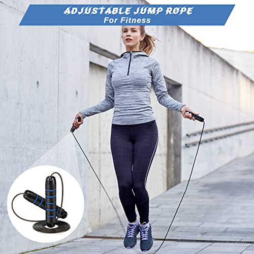 Junkin 12 Pieces Jump Ropes for Fitness with Ball Bearings Speed Jumping Adjustable Skipping Rope with Foam Handles Exerci...