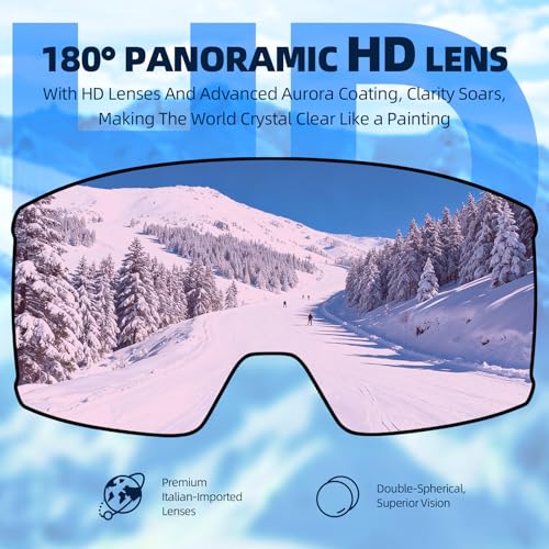 EverSport Ski Goggles, OTG Snowboard Goggles for Men Women with Magnetic Lens UV Protection and Anti Fog, Skiing Snowmobile