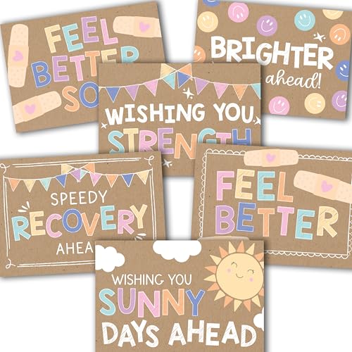 Get Well Cards With Envelopes - 24 Get Well Soon Card Bulk, Feel Better Soon Card for Women & Men, Recovery Cards Post Sur...