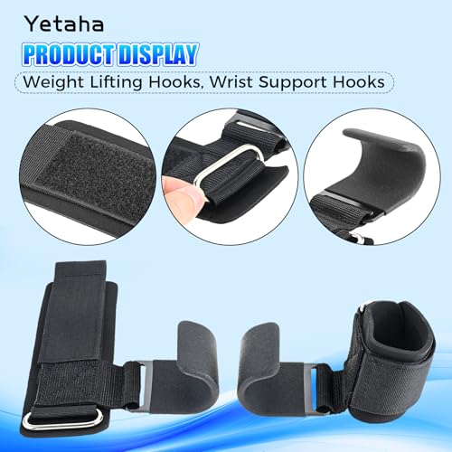 Yetaha Weight Lifting Hooks, Wrist Support Hooks, Wrist Guard Steel Plate Hook, Anti-slip Hanging Single Bar Weightlifting...