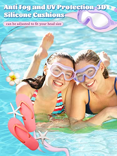 4 Packs Adult Swim Goggles Anti Fog UV Protection No Leak Pool Goggles Wide Vision Swimming Goggles with Soft Silicone Gas...