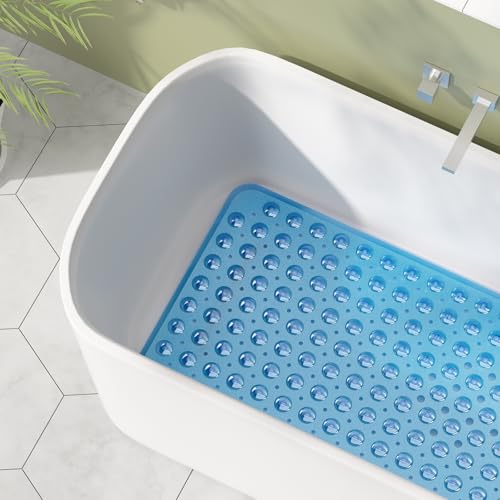 AmazerBath Shower Mat Non Slip 40 x 16 Inches, Bathtub Mat Shower Stall Mats with Suction Cups and Drain Holes, Non Slip B...