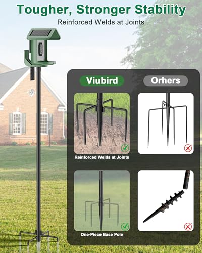 VIUBIRD Bird Feeder Pole – 104 Inch Height Bird House Pole with 1-Inch Dia Heavy Duty for Birdfeeders, Feeding Stand with ...