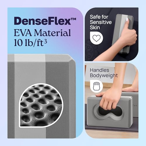 Deep-Zen® Yoga Blocks Wrist Support; Yoga Blocks 2 Pack with Knee Pads and Strap to Put Less Weight on Wrists; Durable, Ve...