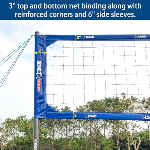 JOLORLY Professional Volleyball Net Set Heavy Duty for Outdoor Backyard Portable with Aluminum Adjustable Height Scoring P...