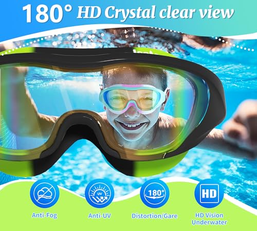 LEEIGGT Swim Goggles, Swimming Goggles of Professional Anti Fog No Leaking UV Protection Wide View for Women Men Youth Kids