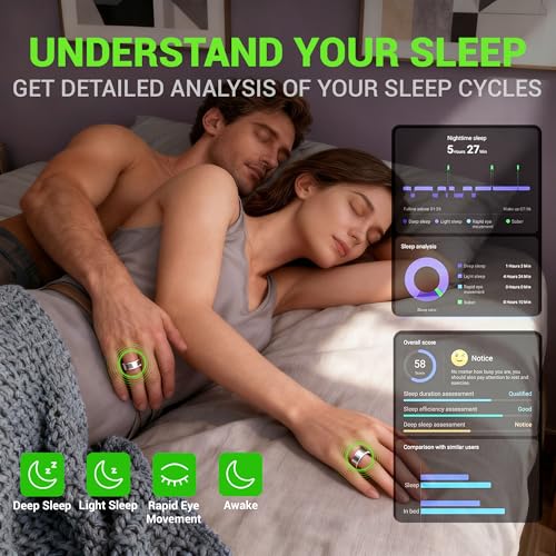 Smart Ring - Free Heart Rate SpO2 Sleep Tracker | No Subscription | IP68 Waterproof Fitness Tracker | 24/7 Activity Monito...