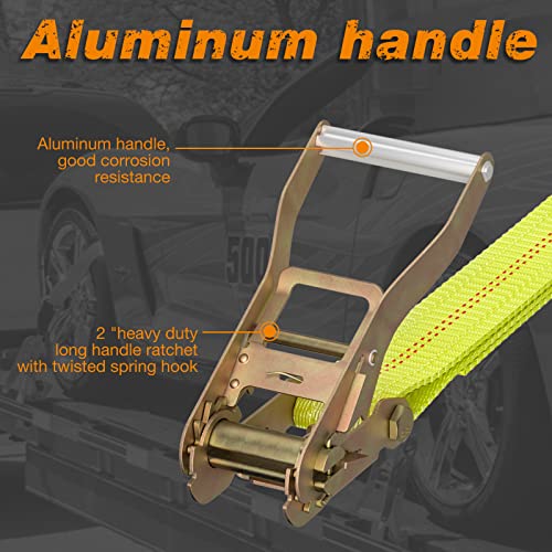 Autofonder Adjustable Vehicle Tie Down Kit with Flat Hook Heavy Duty-Break Strength 10,000 lbs-Working Load 3333 lbs-2" x ...