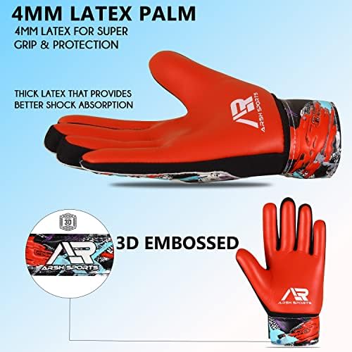 Arsh Sports Soccer Goalie Gloves,Football Goalkeeper Gloves for Kids Boys Youth Children Double Wrist Protection Along 4mm...