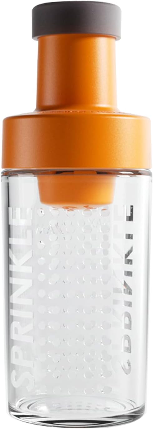 Sugar Dispenser Bottle - Glass Sugar Shaker for Coffee, Cereal, Tea & Baking with Pouring Spout and Lid, 8.5oz Glass Bottle Sugar Dispenser Pitcher, Orange