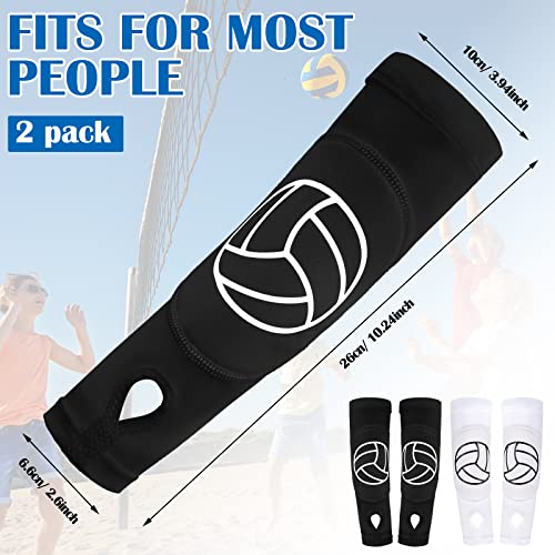 Newcotte 2 Pairs Volleyball Arm Sleeves Hitting Passing Forearm Sleeves with Protection Pads and Thumb Hole Padded