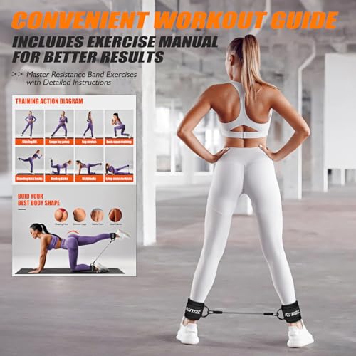 KUTIZE Ankle Resistance Bands with Cuffs for Women & Men - 3-Level Adjustable Leg & Glute Workout Equipment, Portable Home...