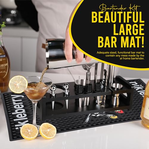 Nikleberry Premium 20 Piece Cocktail Shaker Set with Weighted Boston Shaker and Stand | Bartender Kit with Large Spill Cat...