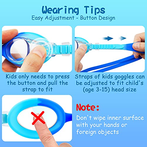 COOLOO Kids Swim Goggles, 2 Pack Swimming Goggles for Boy and Girls No Leaking Anti-Fog Waterproof Goggles for Kids 3-15