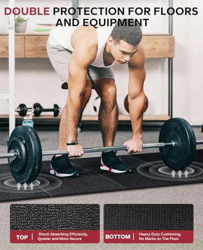 HAPBEAR Treadmill Mat – 68"x24"x1/5" Thick Non-Slip Foldable Exercise Equipment Mat for Walking Pad, Weight Bench & Treadm...
