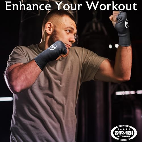Farabi Sports Boxing Hand Wraps Half Finger Elasticated Inner Gloves for Punching Boxing Bandages for MMA, Muay Thai, Trai...