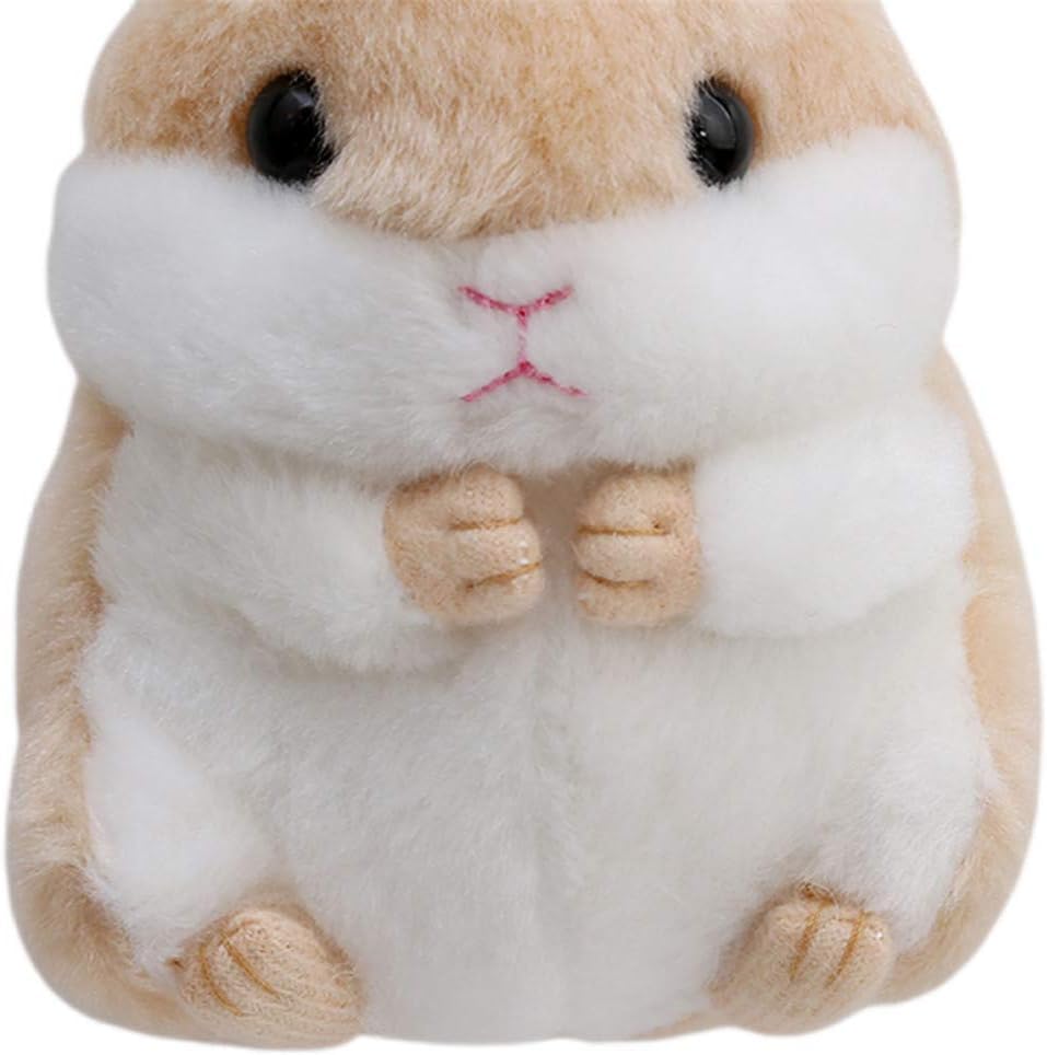 Jowxsx Cute Khaki Plush Hamster Keychain Plush Toy Keychain Charms Wallet Backpack Handbag Charms Automobile Keychains Automotive Trim Women's Key Rings and Keychains Automobile