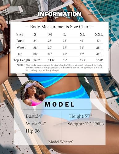 BMJL Women's High Waisted Bikini Sets Sporty Two Piece Swimsuits Color Block Cheeky High Cut Bathing Suits