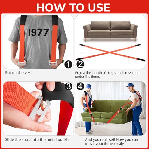 Ytonet Moving Straps, Lifting Straps for Move Furniture, 2-Person Shoulder Lifting and Moving System for Appliances, Mattr...