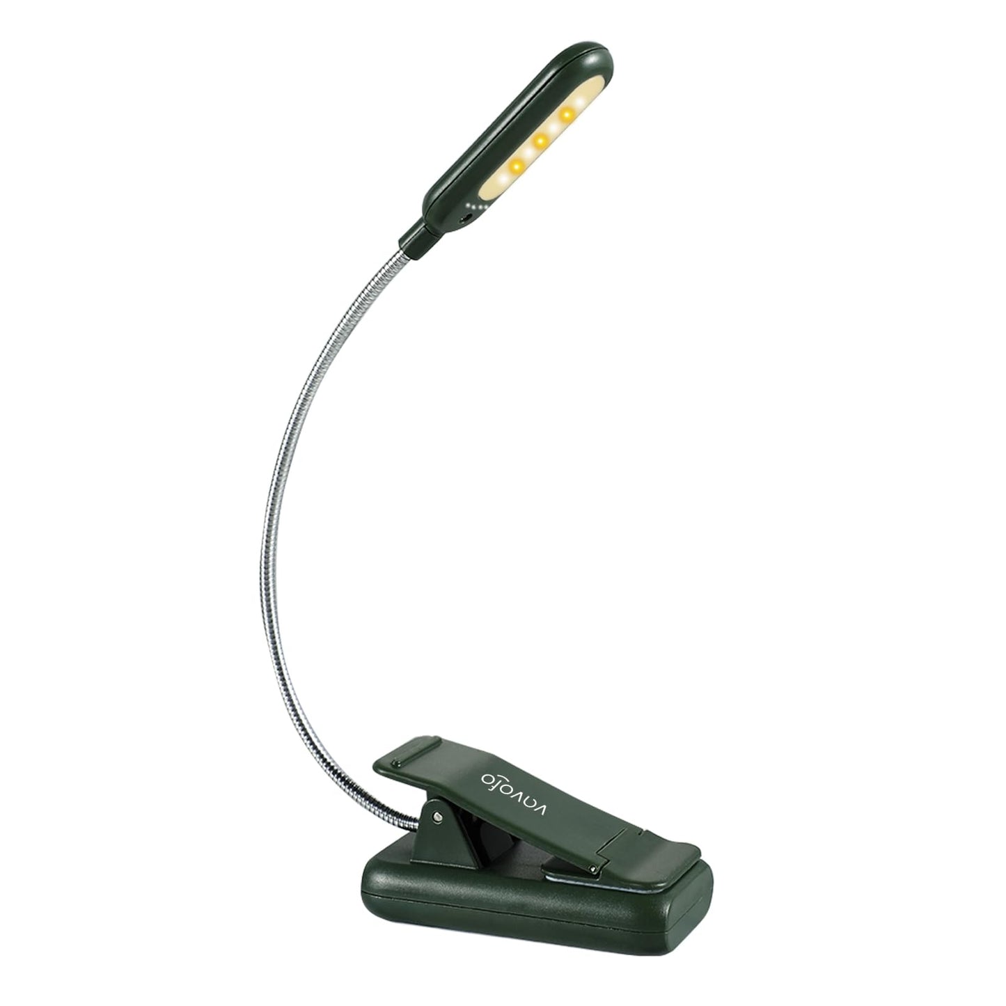 VAVOFO Rechargeable Book Light, 7 LED, 9-Level Warm Cool White, Eye Care Lamp, Garden Green, Model KM-6720