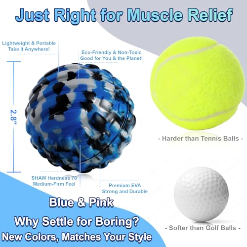 Deep Tissue Massage Ball for Exercise & Recovery - SGS Certification - Targets Back, Shoulder, Legs&Feet - Relieves Muscle...