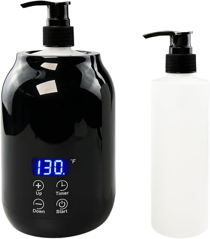 Flylin Massage Oil Warmer, Temperature Control Lotion Bottle Warmer Heater with Two Oil Bottle, Smart Touch Key Digital Massage Oil Heater for SPA/Salon/Barber Shops/Home