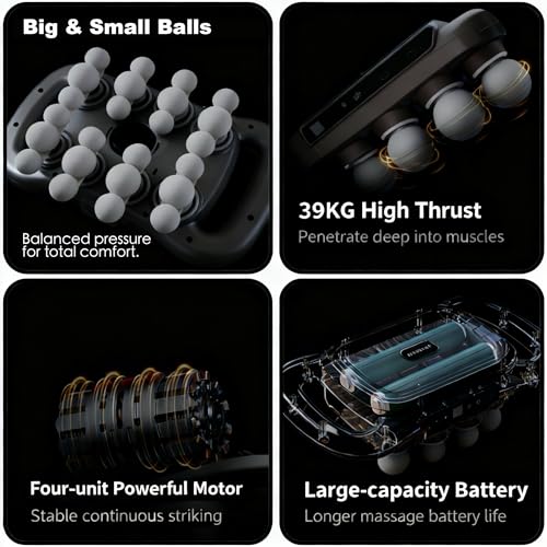 otpuskay 24-Head Deep Tissue Massage Gun Set – Portable Percussion Massager with 9 Modes & 9 Intensities, Quiet Rechargeab...