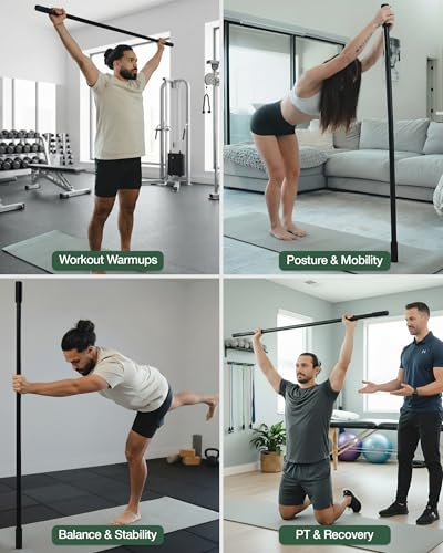 5ft Yoga Stick Made from Natural Bamboo - Stretching Stick for Mobility, Balance, Pilates & Physical Therapy - Exercise St...