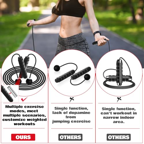 Vinsot Weighted Cordless Jump Rope Ropeless Jump Rope 2 in 1 Adjustable Length Skipping with Ball and Soft Handles for Wom...