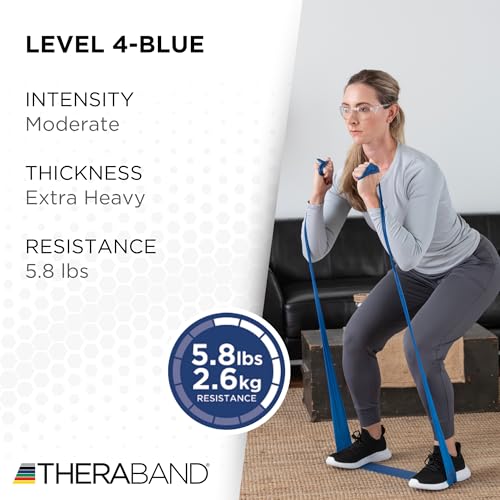THERABAND Professional Resistance Band, Blue Level 4 Extra Heavy, 5 ft Exercise Band for Physical Therapy, Strength Traini...
